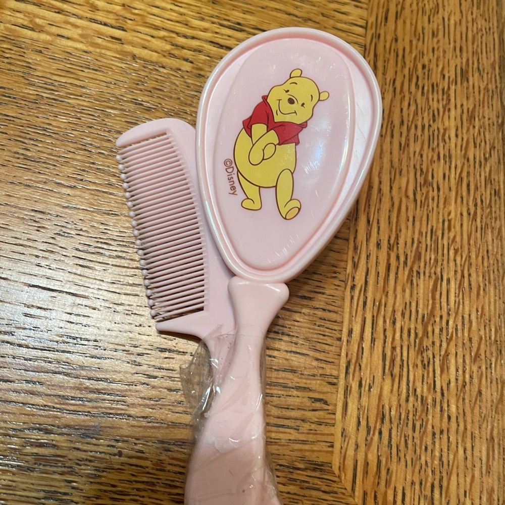 Vintage Disney Winnie the Pooh Baby Brush Comb Set Pink